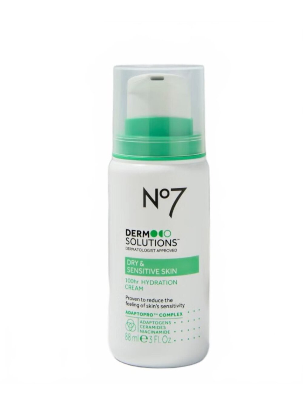 No7 Derm Solutions 100 Hour Hydration Cream for Dry & Sensitive 3oz Moisturizer